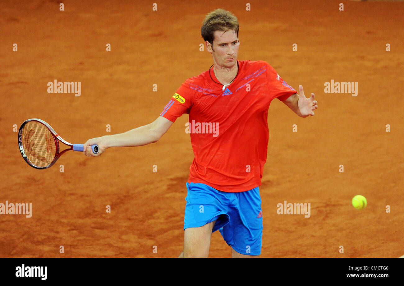 20.07.2012. Hambourg, Allemagne. Florian Mayer de l'Allemagne joue contre l'Allemagne à l'ATPWorld Haas 500 Tour tournament à Rothenbaum à Hambourg, Allemagne, 20 juillet 2012. Banque D'Images