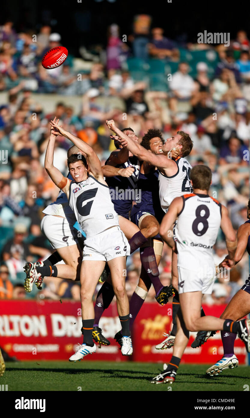 22.07.2012 Subiaco, Australie. Fremantle v Supérieur ouest de Sydney. Action de la série 17 matches joués à Patersons Stadium. Banque D'Images