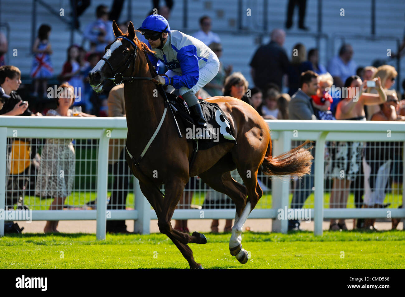 22.07.2012 Ascot, en Angleterre. 8. Mama Quilla (USA). Jockey, Liam Jones. Propriétaire : Mr &AMP ; Mme G. Middlebrook. Formateur : William Hagaas, Newmarket dans le meilleurs prix sur Betfair Mobile Maiden Stakes des pouliches (classe) pendant la Semaine de la propriété dispose d''Ascot Betfair Raceday. Banque D'Images