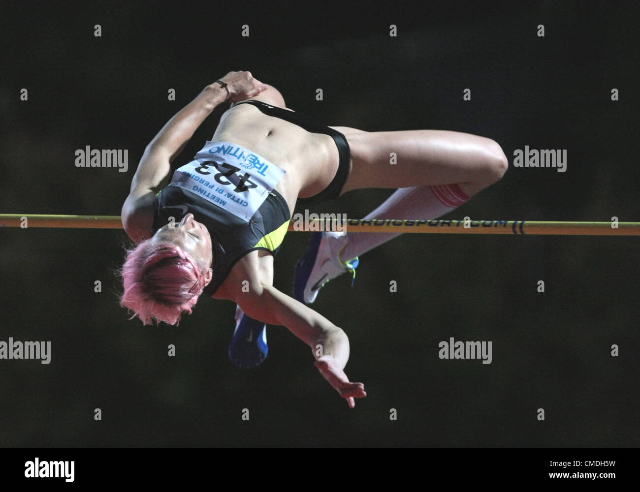 21.07.2012, à Pergine Valsugana, Italie. Ariane Friedrich (GER) participe à l'épreuve de saut élevé des femmes au cours de la réunion d'athlétisme 2012 à Pergine Valsugana, Italie Banque D'Images
