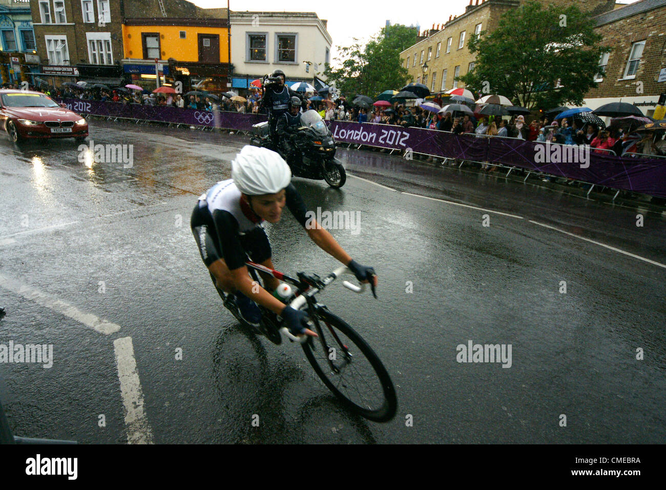 Great Britain's Lizzie Armitstead pendant sa course sur route à Londres 2012, Fulham Broadway, Londres. 29.07.2012 Banque D'Images