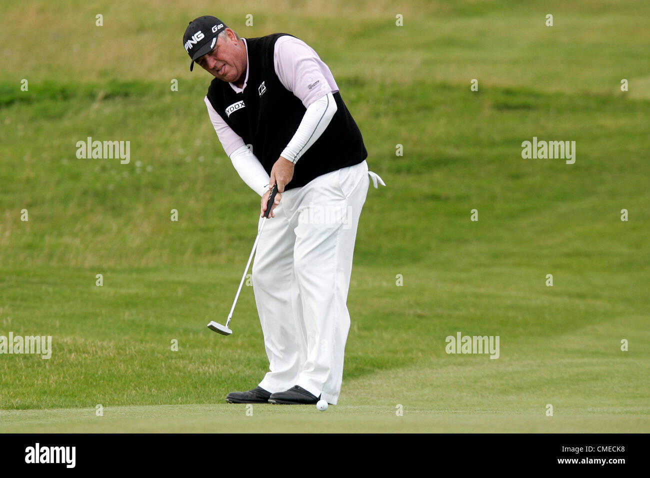 L'Ayrshire, Ecosse 29.07.2012. Mark CALCAVECCHIA en action au cours de l'Open Senior de la Rolex de Turnberry. Banque D'Images