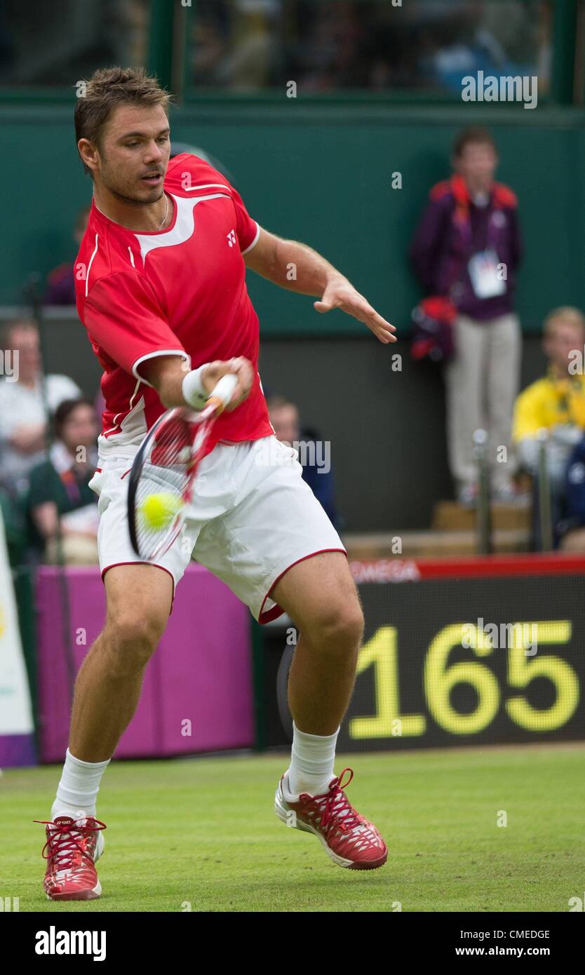 29.07.2012. Londres, Angleterre. Wawrinka participe au tournoi de tennis pour hommes à l'été 2012 Jeux Olympiques à Wimbledon Banque D'Images