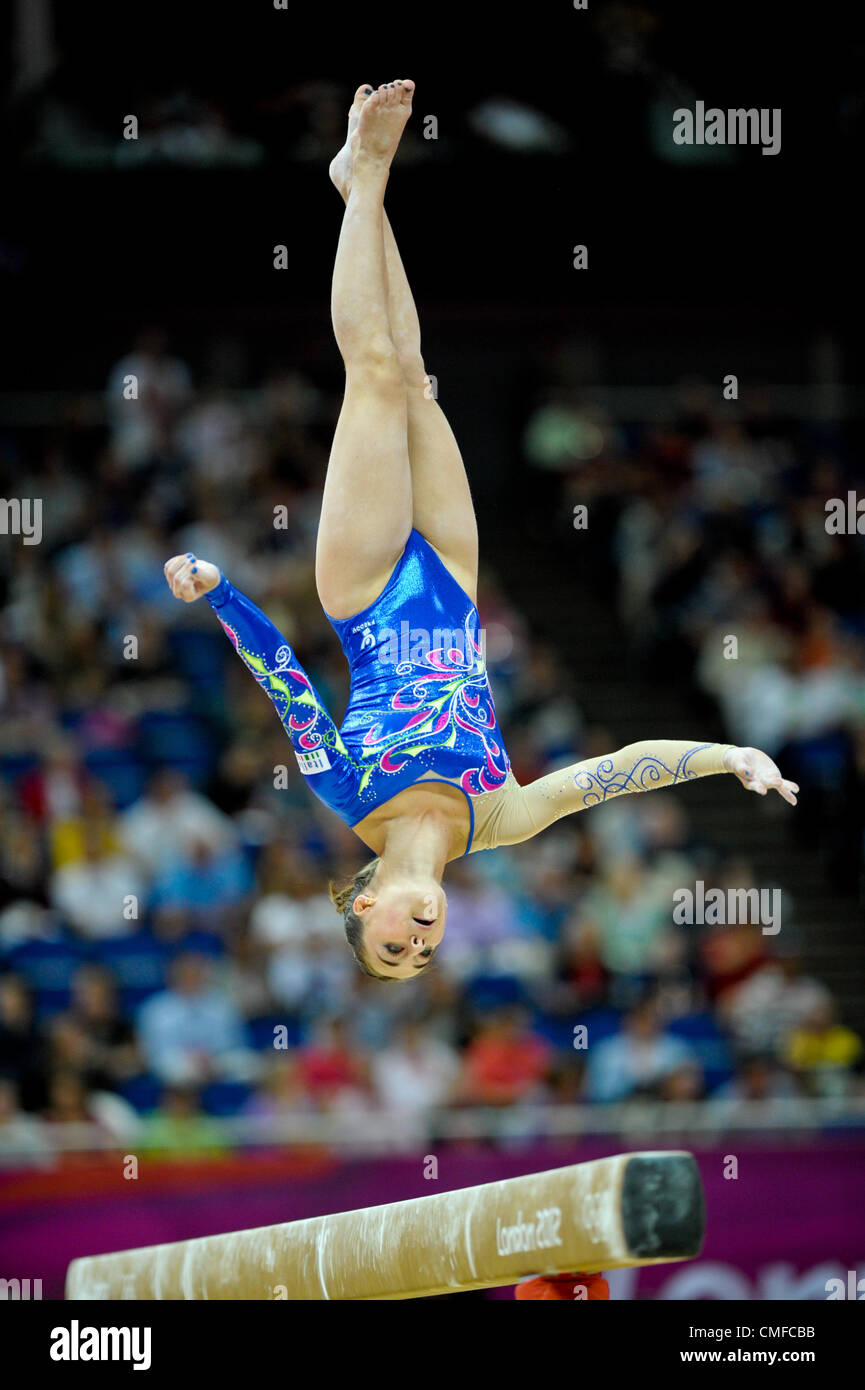 2 août 2012. Londres 2012. Concours Général Individuel finales 2.8.12 Womens North Greenwich Arena .Carlotta Ferlito Italie Banque D'Images