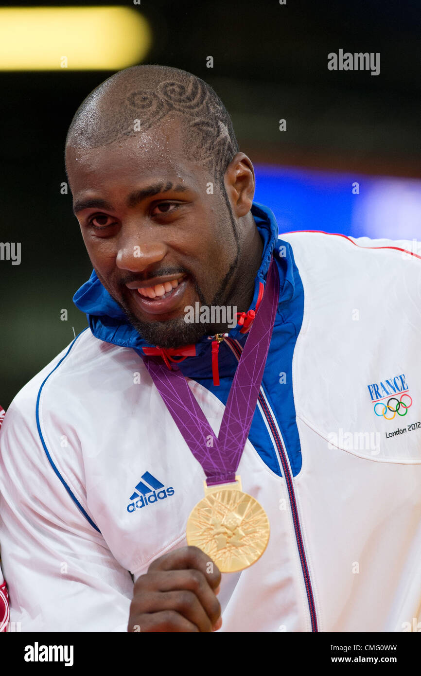 Teddy Riner (FRA), 3 août 2012 - Judo : Men's  +100kg remise de médaille à ExCeL pendant les Jeux Olympiques de Londres en 2012 à Londres, au Royaume-Uni. (Photo par Enrico Calderoni/AFLO SPORT) [0391] Banque D'Images