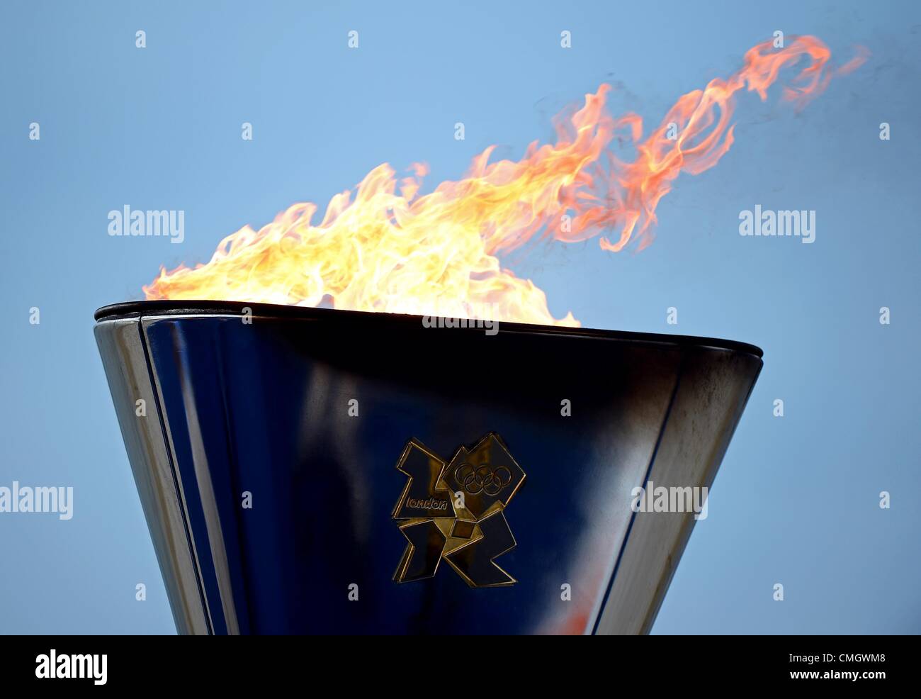 La flamme olympique, Londres 2012 Flamme olympique au le site de la Voile Banque D'Images