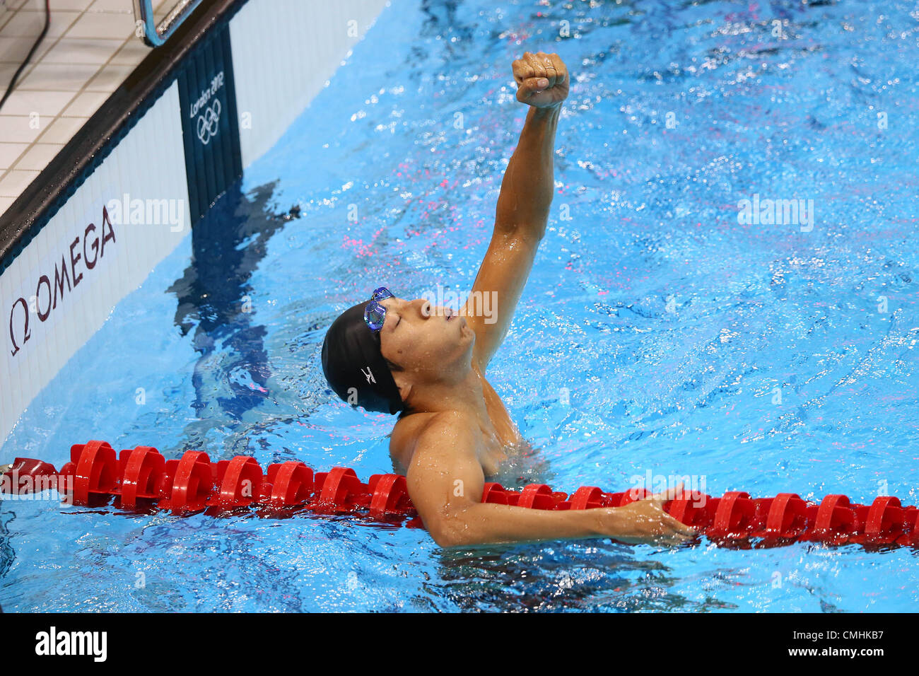 Shinichi Tomii (JPN), le 11 août 2012 - Pentathlon moderne : Men's baignade au parc olympique - Le Centre aquatique pendant les Jeux Olympiques de Londres en 2012 à Londres, au Royaume-Uni. (Photo de YUTAKA/AFLO SPORT) [1040] Banque D'Images