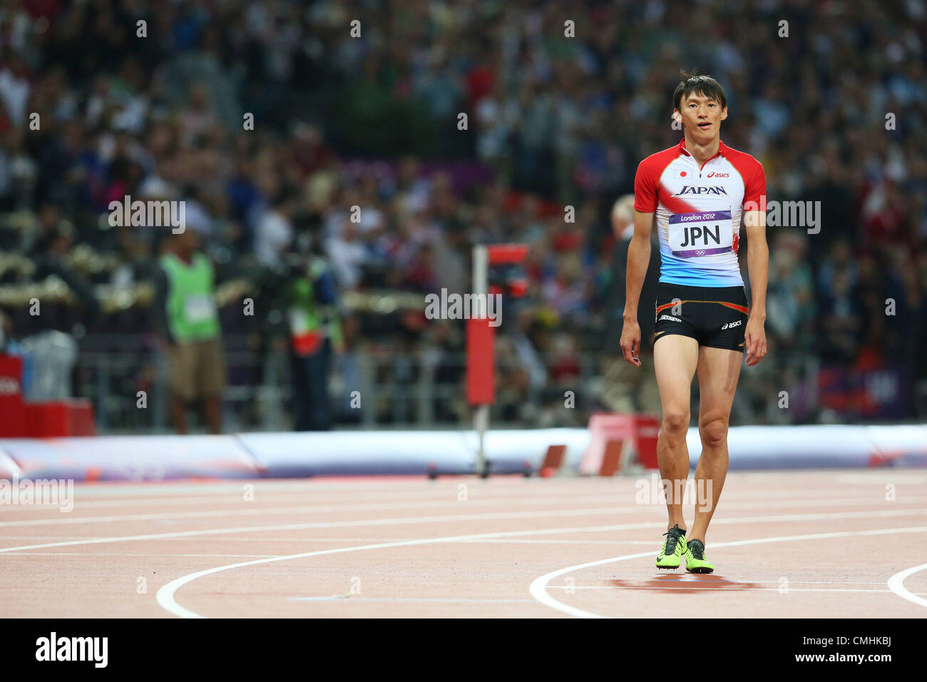 Shinji Takahira (JPN), le 11 août 2012 - Athlétisme : men's 4x100m relais finale à Parc olympique - Stade olympique durant les Jeux Olympiques de Londres en 2012 à Londres, au Royaume-Uni. (Photo de YUTAKA/AFLO SPORT) [1040] Banque D'Images