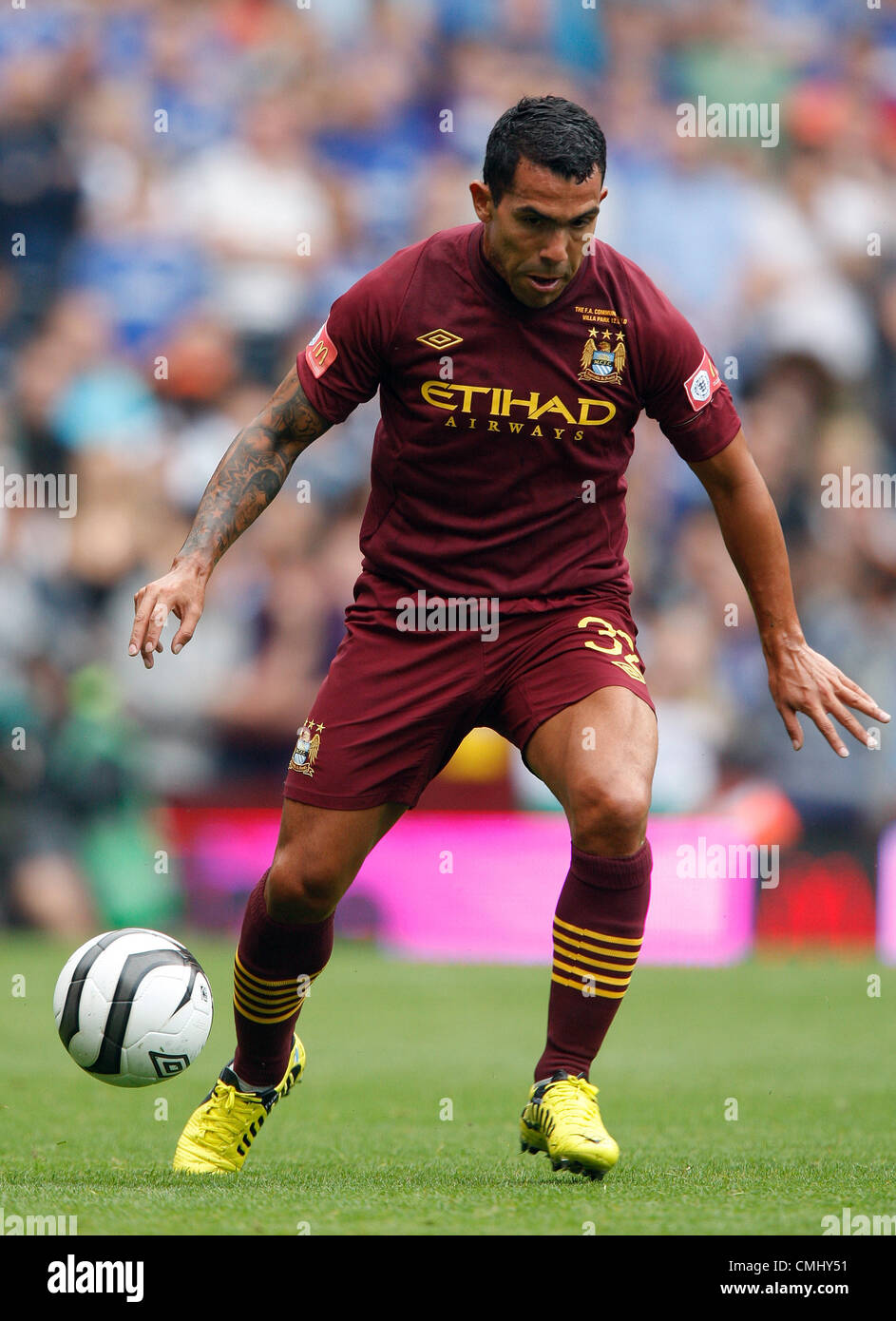 CARLOS TEVEZ Manchester City FC VILLA PARK BIRMINGHAM ENGLAND 12 Août 2012 Banque D'Images