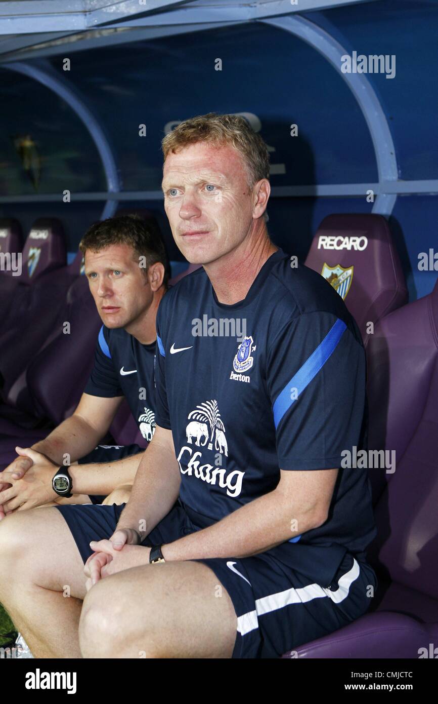 11.08.2012. Malaga, Espagne. David Moyes (Everton), pré saison correspond à 'Trofeo Costa del Sol' entre Malaga et Everton, à la Rosaleda Stadium, Malaga, Espagne, le 11 août 2012. Banque D'Images