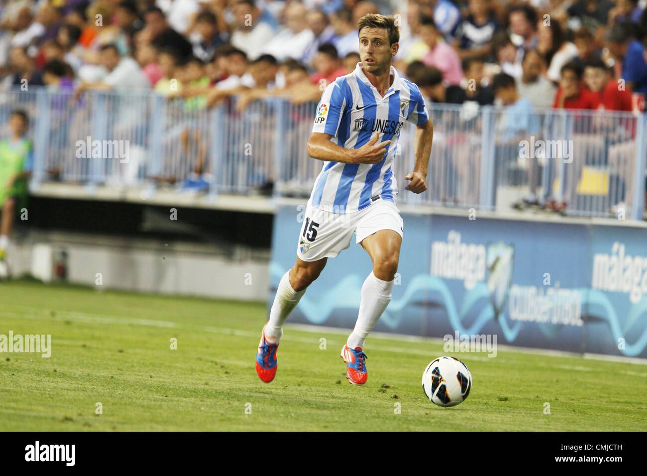11.08.2012. Malaga, Espagne. Nacho Monreal (Malaga), pré saison correspond à 'Trofeo Costa del Sol' entre Malaga et Everton, à la Rosaleda Stadium, Malaga, Espagne, le 11 août 2012. Banque D'Images