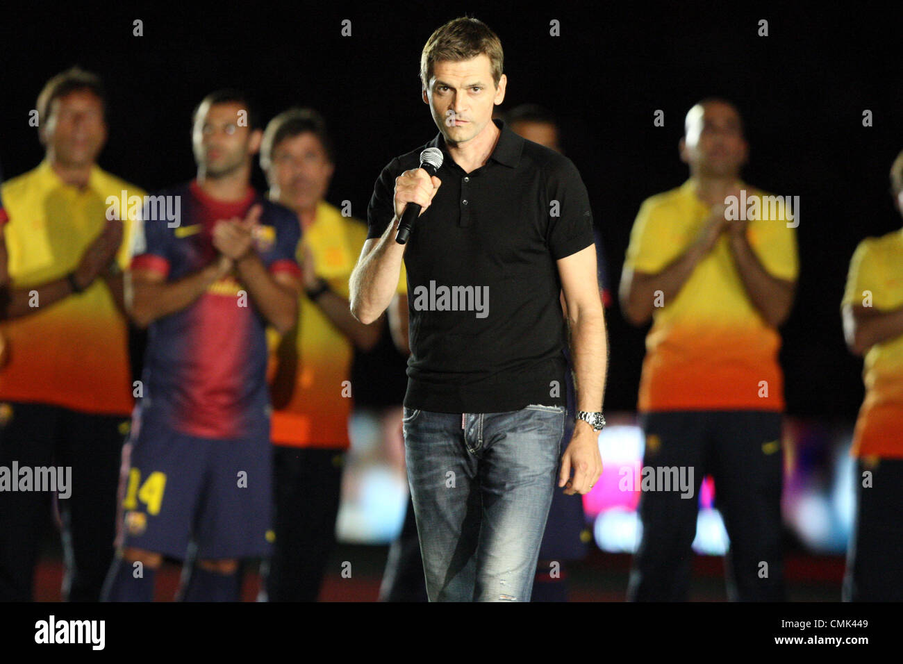 20.08.2012. Barcelone, Espagne. L'entraîneur de Barcelone Tito Vilanova lors du Trophée Gamper friendly match de foot - FC Barcelona v UC Sampdoria au Camp Nou, Barcelona, Espagne Banque D'Images