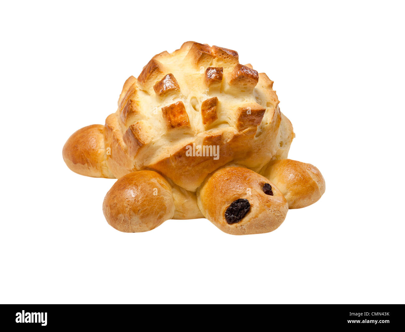 Pain blanc de fête, en forme de tortue ; Suisse. Charles Lupica. Banque D'Images