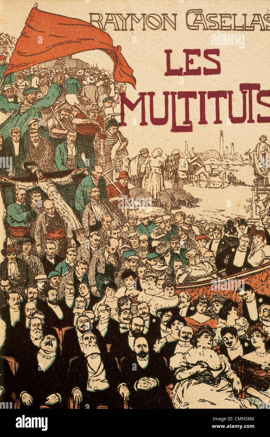 Raimon Casellas Dou (1855-1910). L'écrivain espagnol. Les multituts (la foule). Couverture du titre. Édité à Barcelone, 1906. Banque D'Images