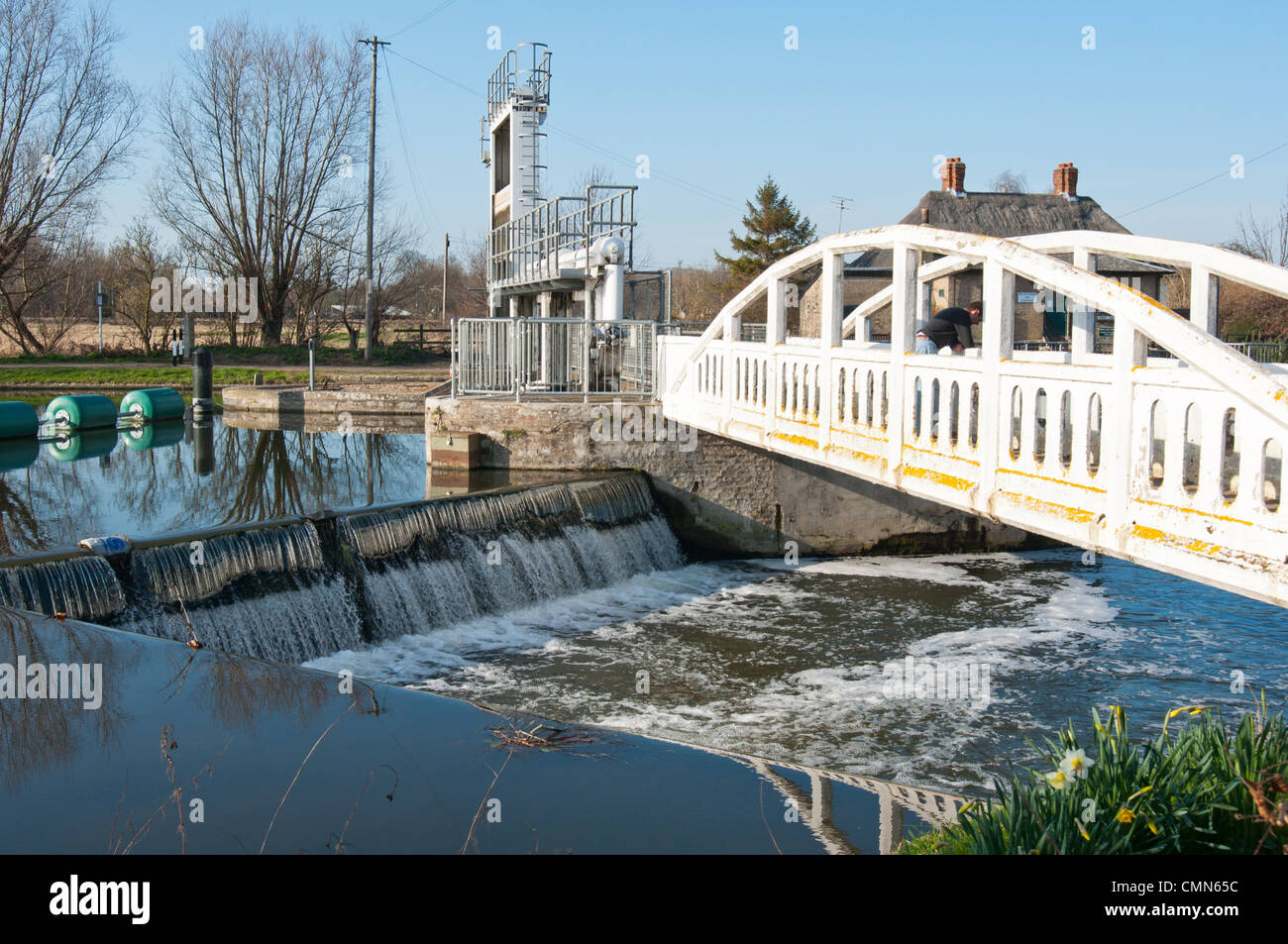 Morsure d'appâts, rivière Cam, Cambridgeshire, Angleterre. Banque D'Images