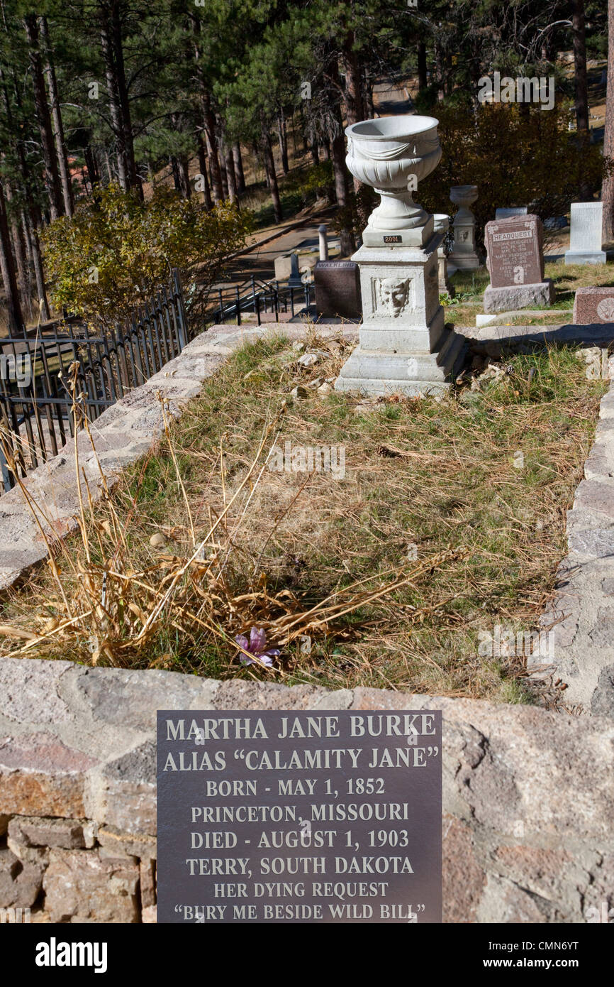 SD, le bois mort, Mt. Moriah Cemetery, Calamity Jane gavesite Banque D'Images