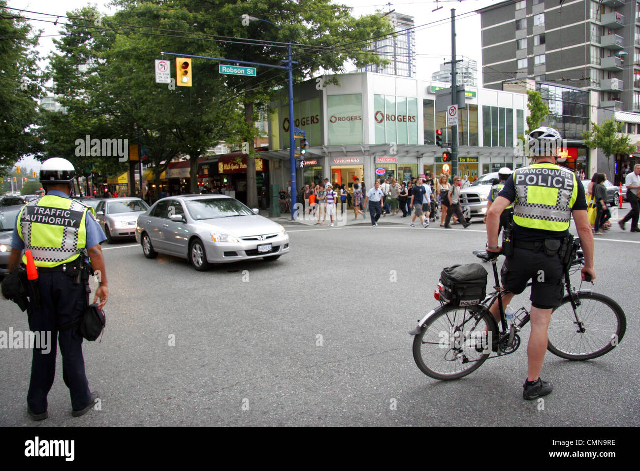 Sur le trafic de la police de Vancouver, Vancouver, Canada Droits Banque D'Images