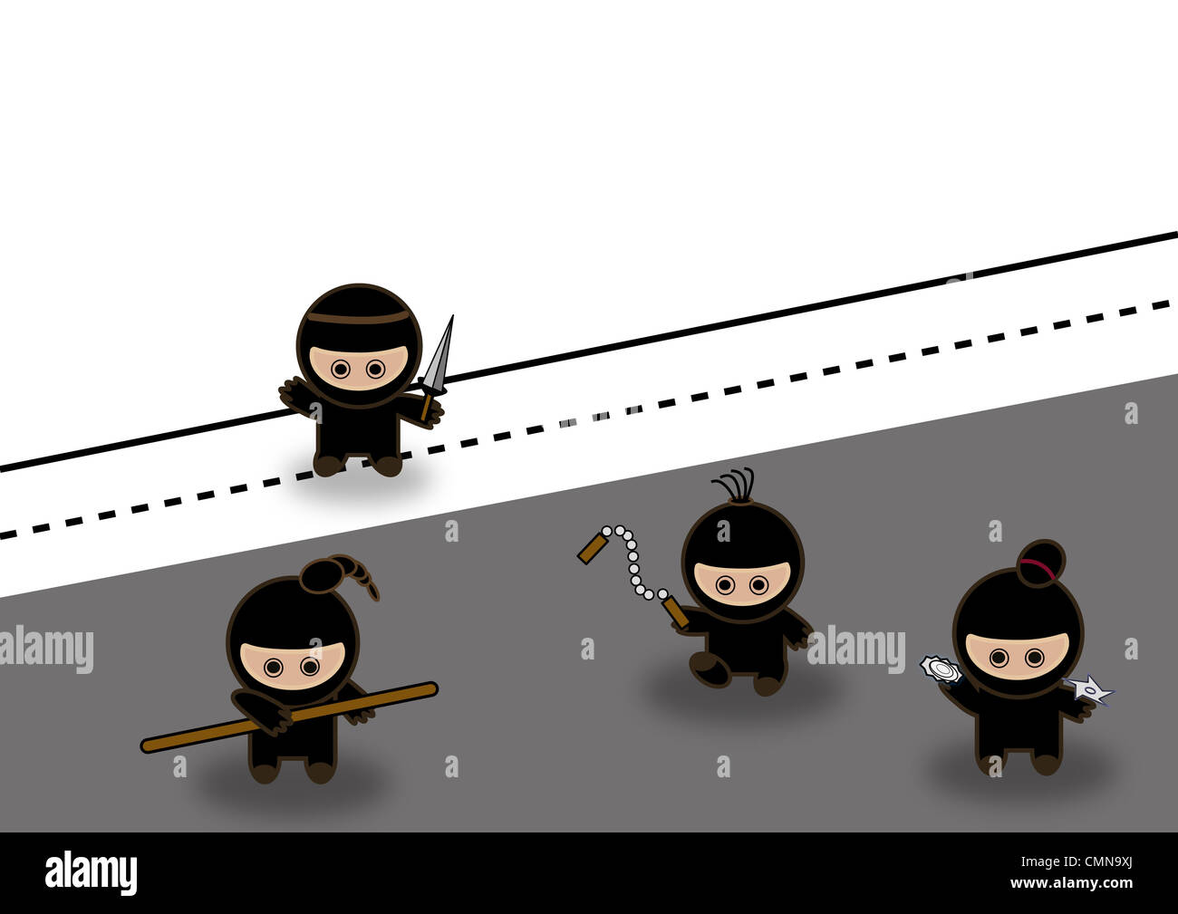 Résumé combats ninjas Banque D'Images