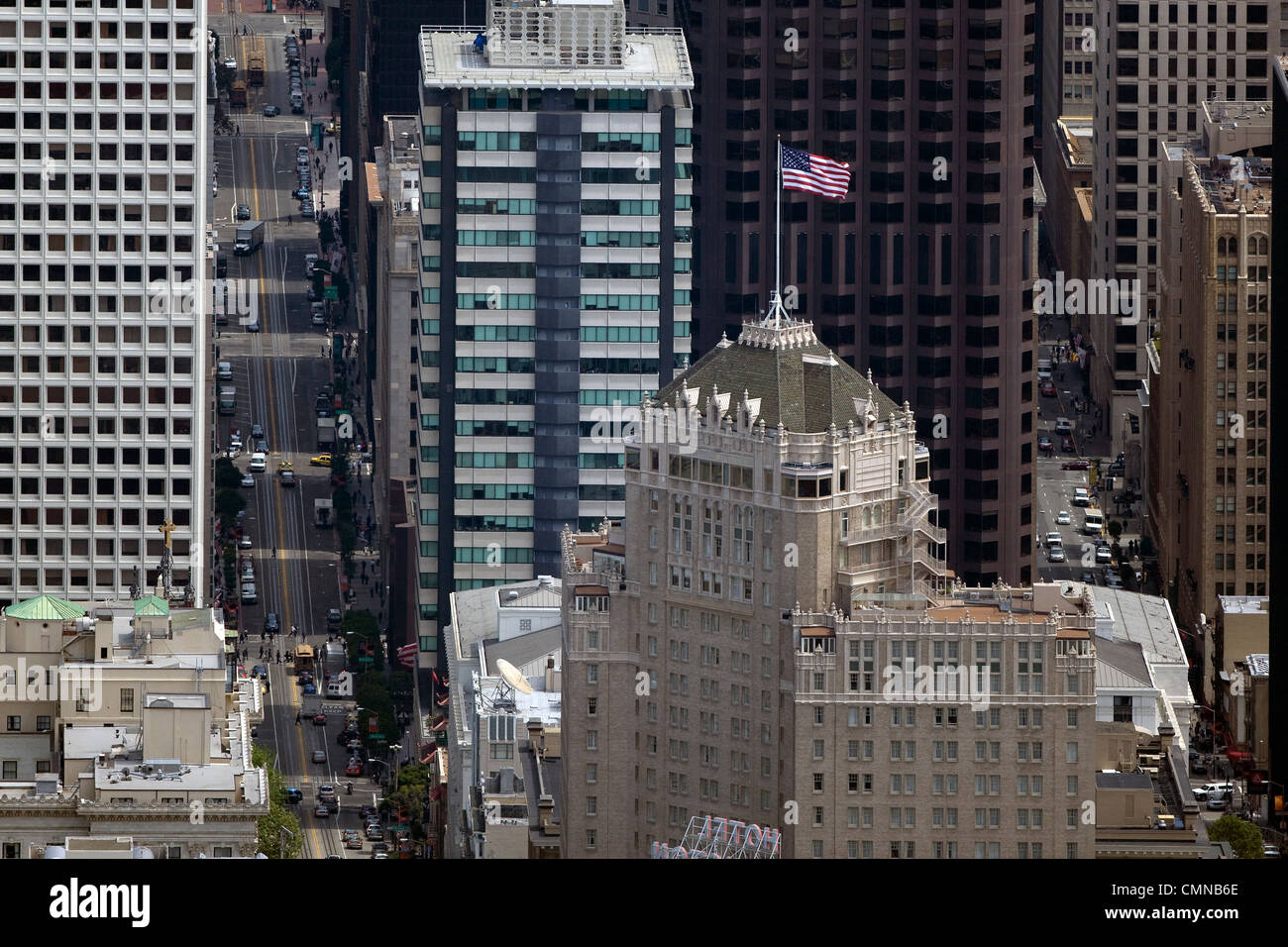 Photographie aérienne de l'hôtel Mark Hopkins, 555 California Street San Francisco gratte-ciel Banque D'Images