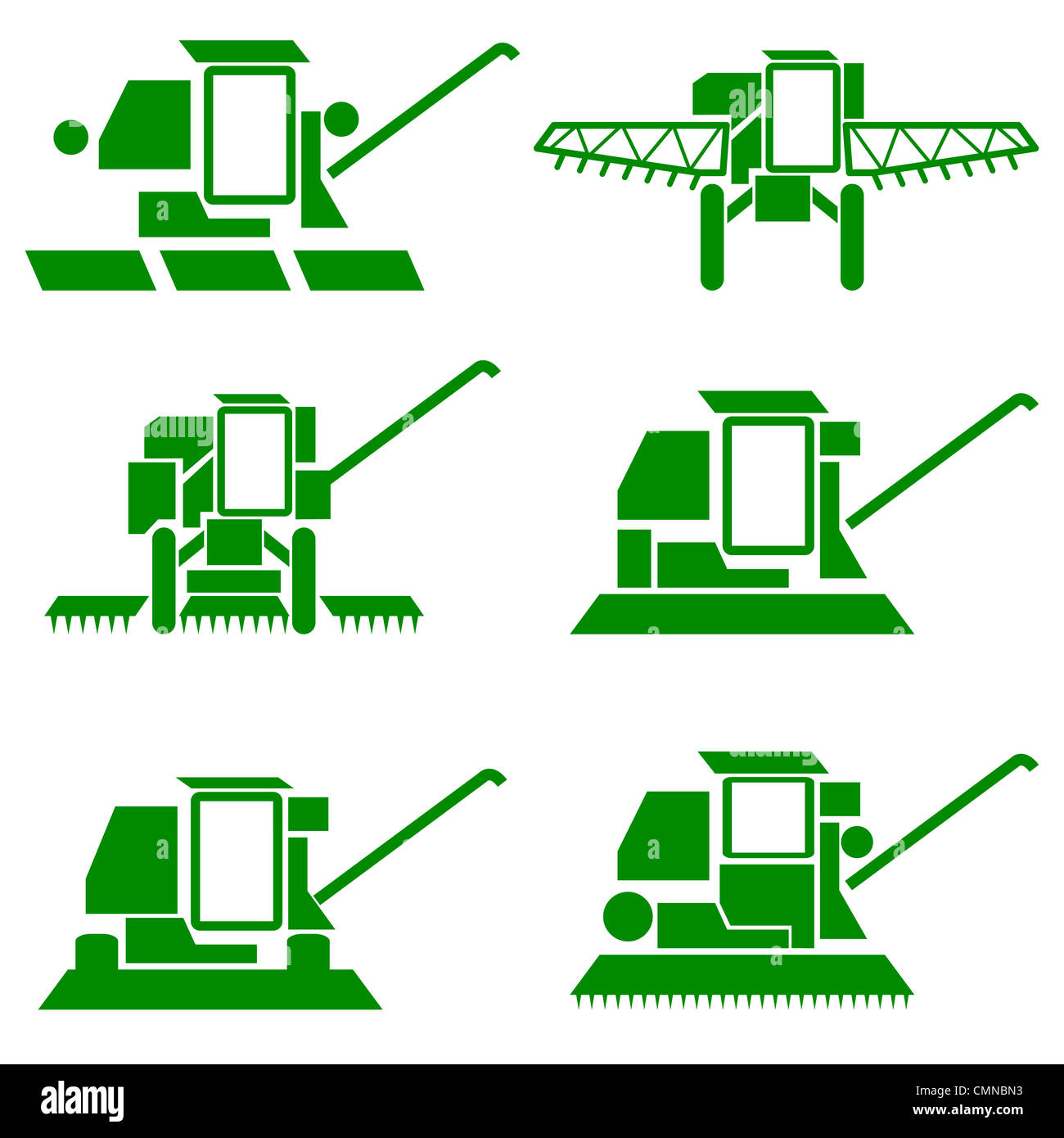 Les véhicules agricoles, vecteur de la moissonneuse-batteuse série silhouettes de récolte Banque D'Images