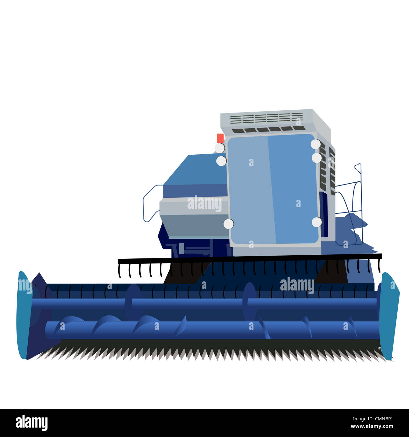 Moissonneuse-batteuse, sur un fond blanc Banque D'Images