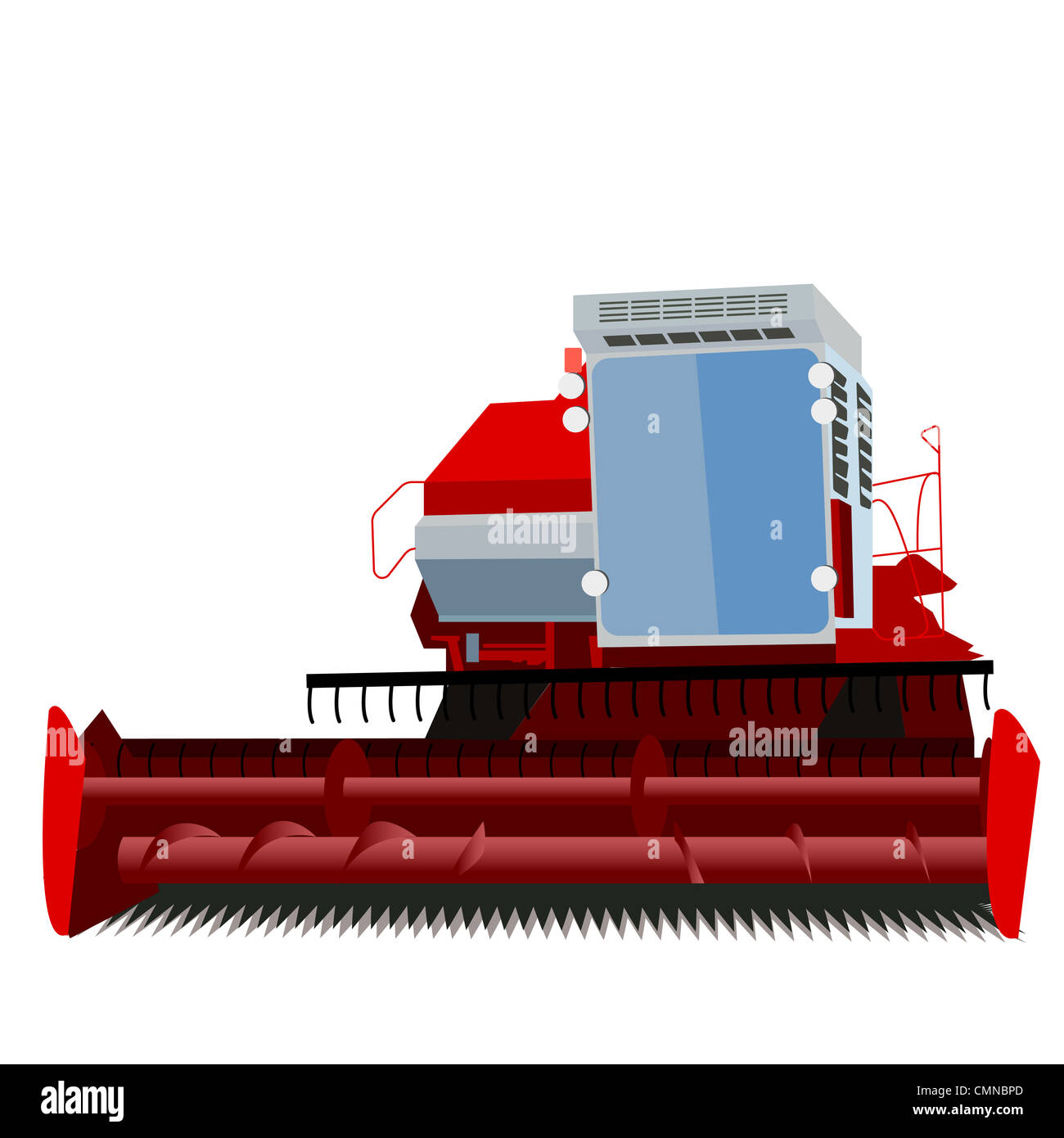 Moissonneuse-batteuse, sur un fond blanc Banque D'Images