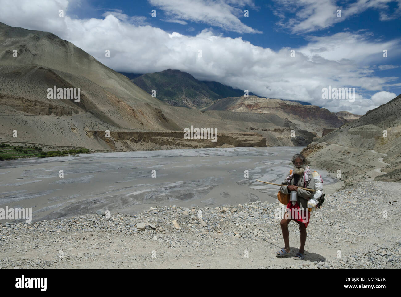 Népalais gorge Kali Gandaki revient d'un culte à la partie supérieure de la région de Mustang. Banque D'Images