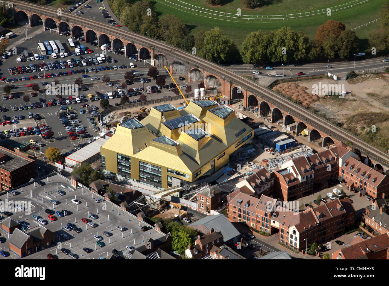 Vue aérienne de la Hive (une bibliothèque créée par l'université et le conseil municipal), Worcester Banque D'Images