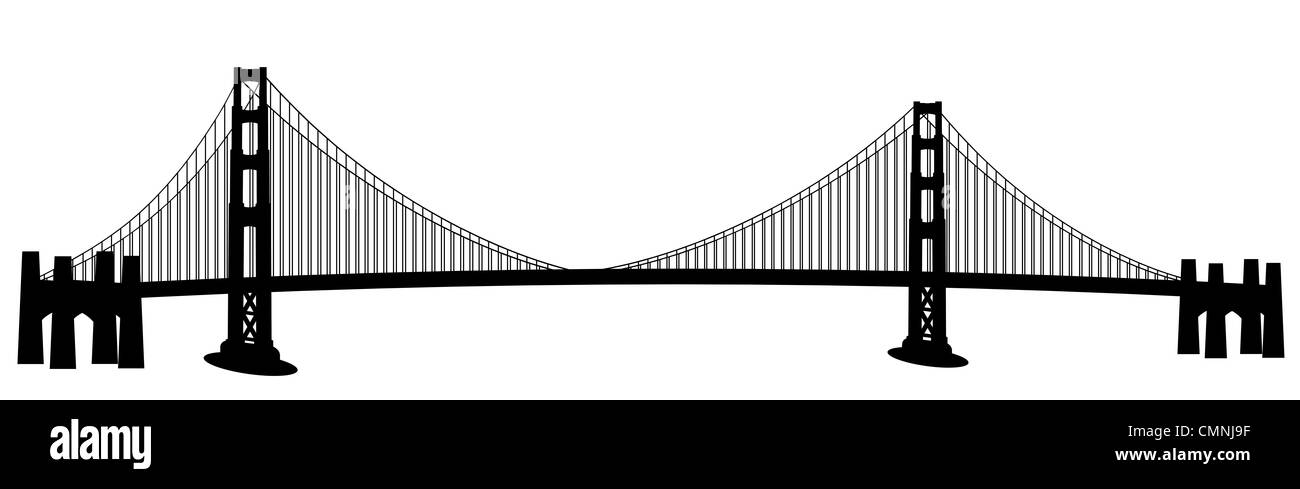San Francisco Golden Gate Bridge Art Clip noir et blanc Banque D'Images