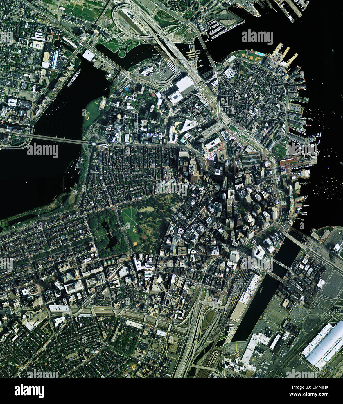 Photo aérienne carte de Boston Massachusetts Banque D'Images