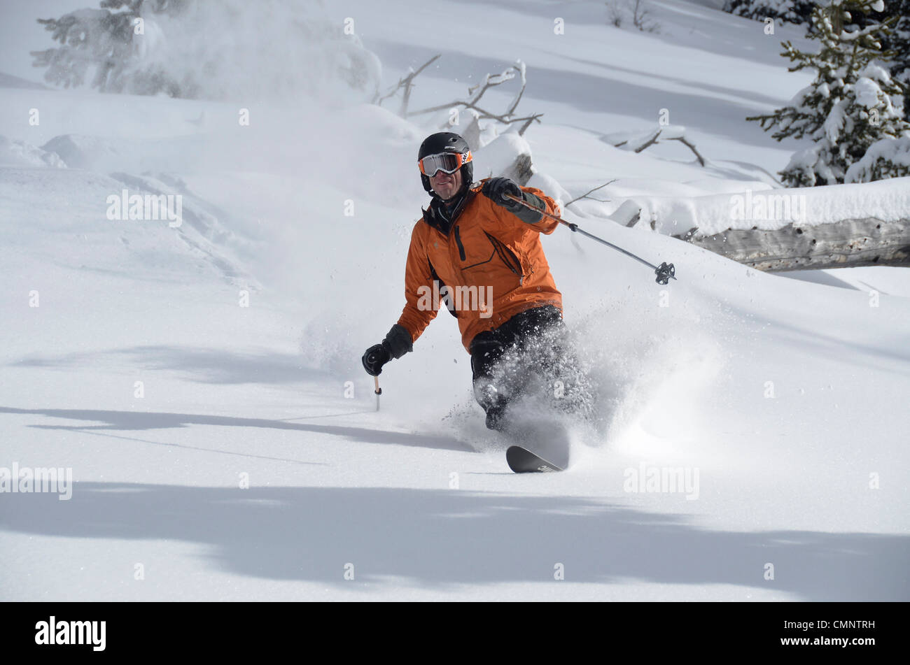 Cat Skiing à Anthony Lakes Ski dans les montagnes de l'Oregon à Elkhorn. Banque D'Images