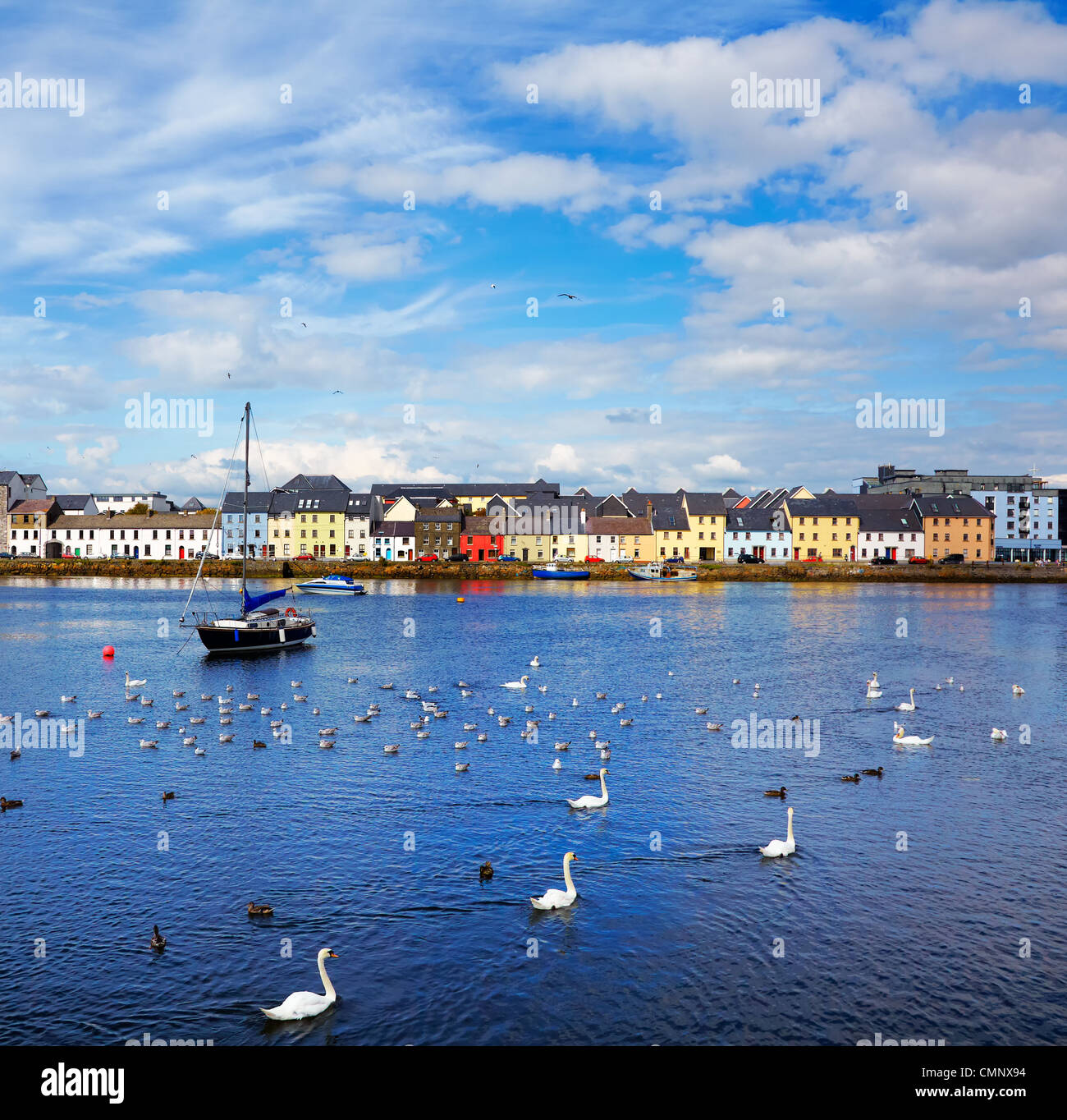 La Claddagh à Galway city durant l'été, en Irlande. Banque D'Images