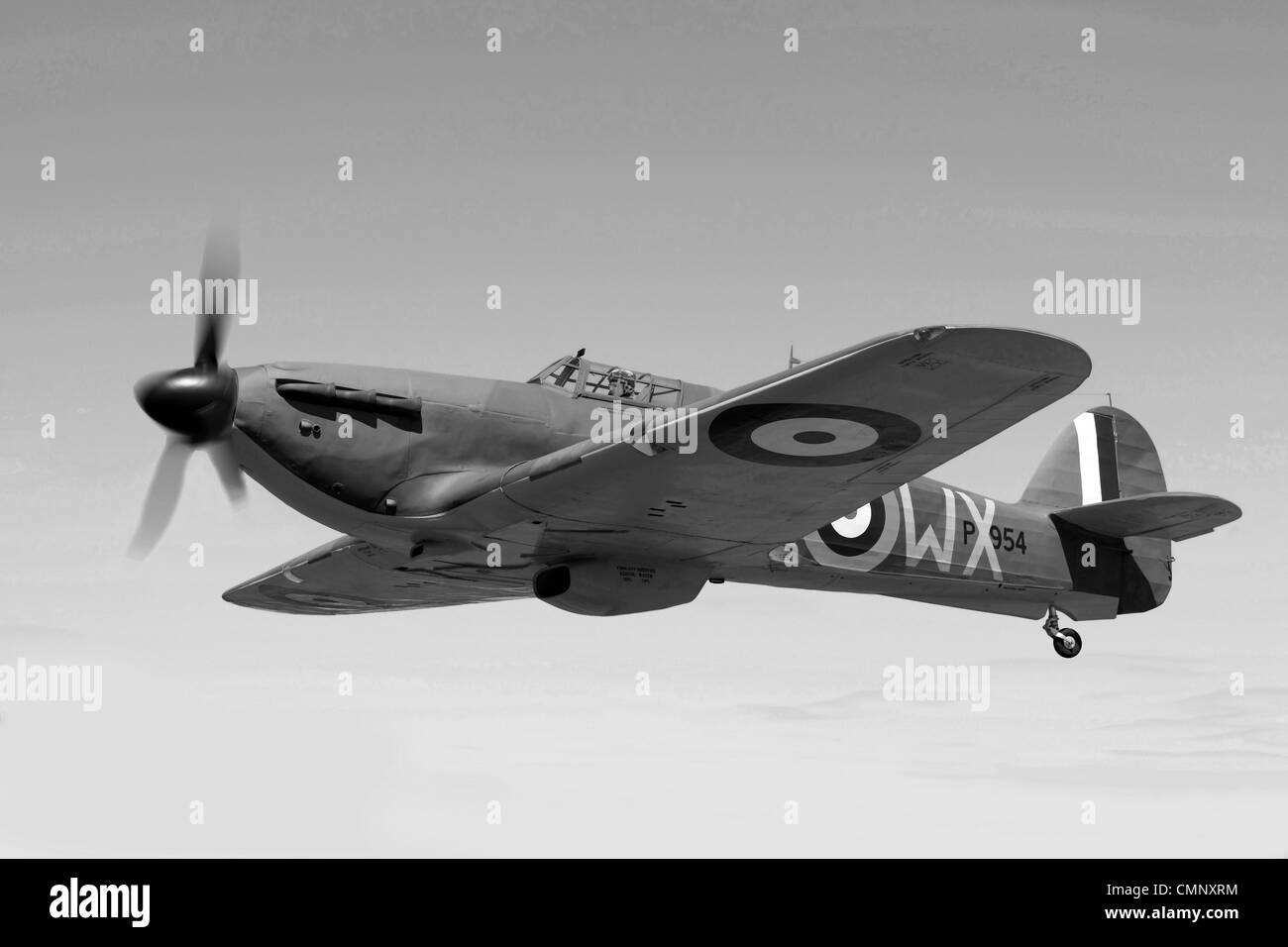 Image en noir et blanc d'un Hawker Hurricane WW2 Banque D'Images