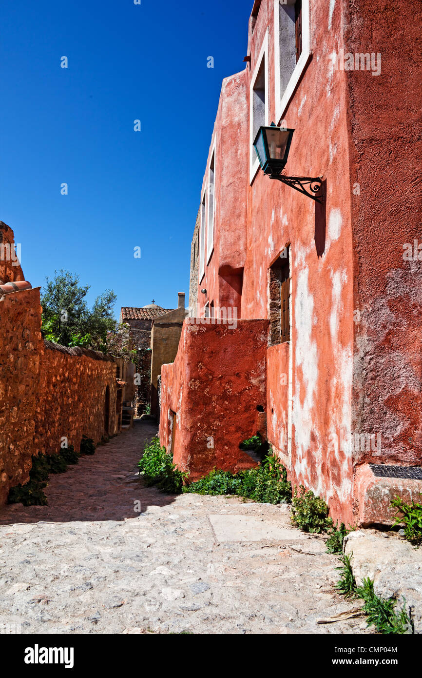 Le château byzantin-ville de Monemvasia en Grèce Banque D'Images