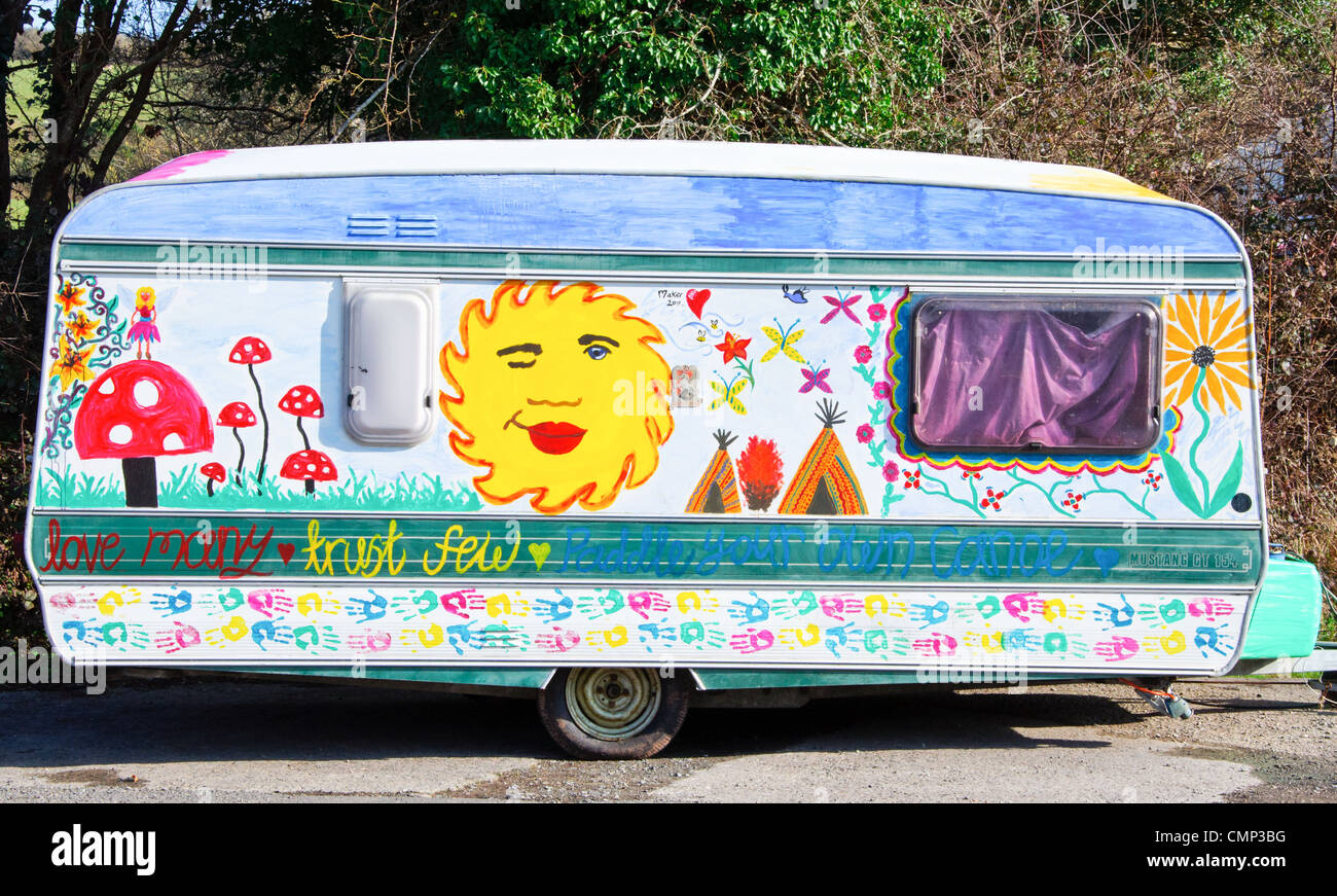 Nouvel âge hippie remorque caravane voyageur Banque D'Images