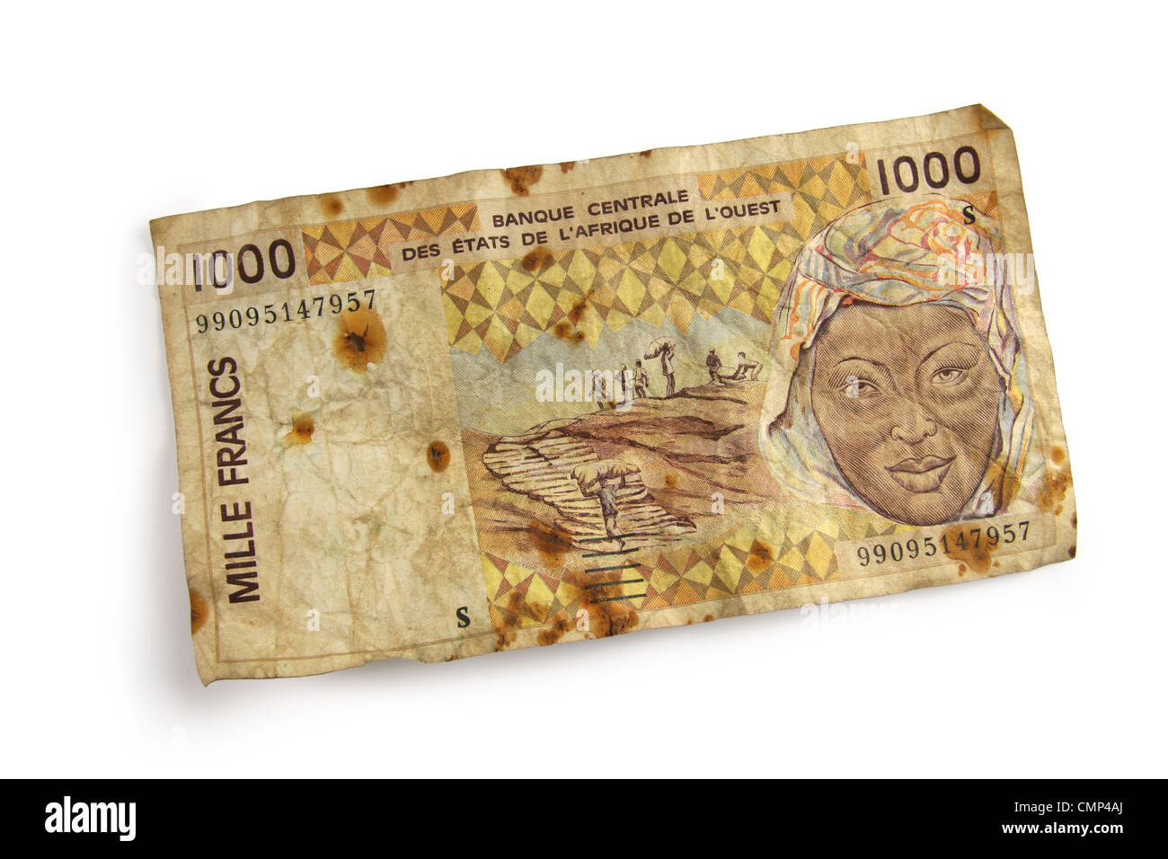 "L'Afrique de l'Ouest 1000 Francs' bank note. Banque D'Images