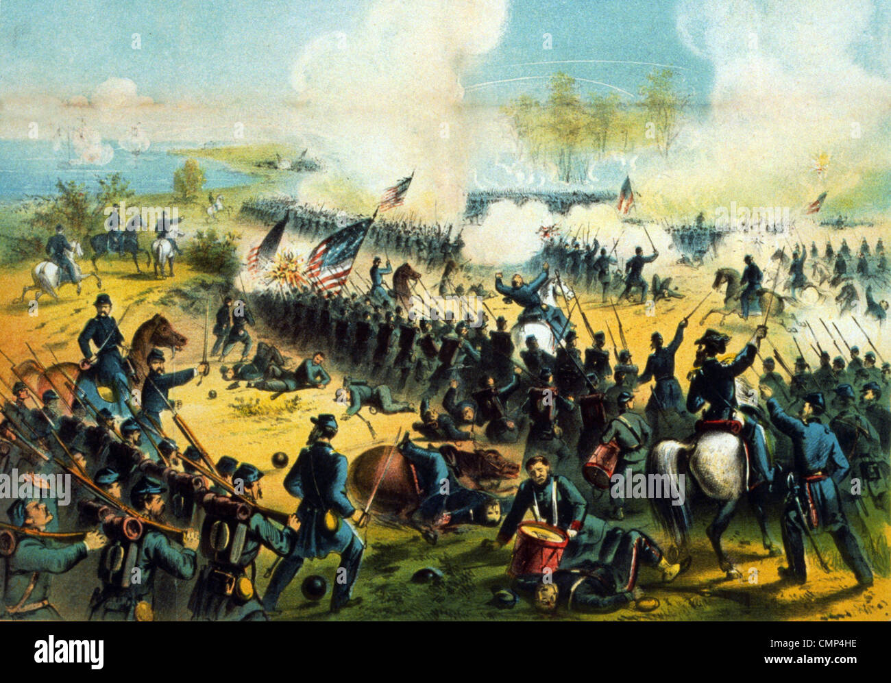 La bataille de Shiloh, également connu sous le nom de la bataille de Pittsburg Landing, bataille dans le théâtre occidental de la guerre civile américaine. Banque D'Images La bataille de Shiloh, également connu sous le nom de la bataille de Pittsburg Landing, bataille dans le théâtre occidental de la guerre civile américaine. Banque D'Images