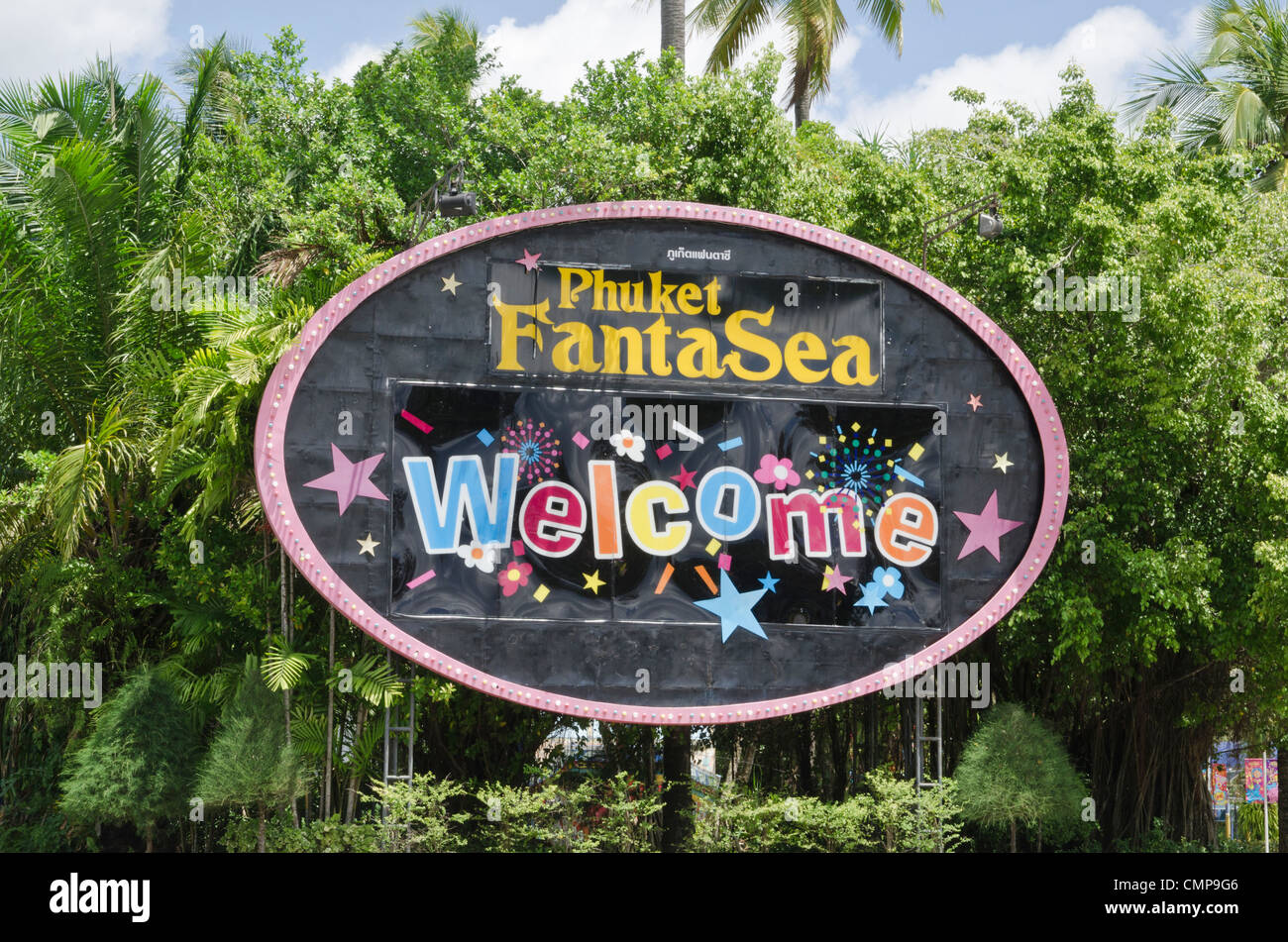 Parc à thème Phuket FantaSea sign, Phuket, Thailand Banque D'Images