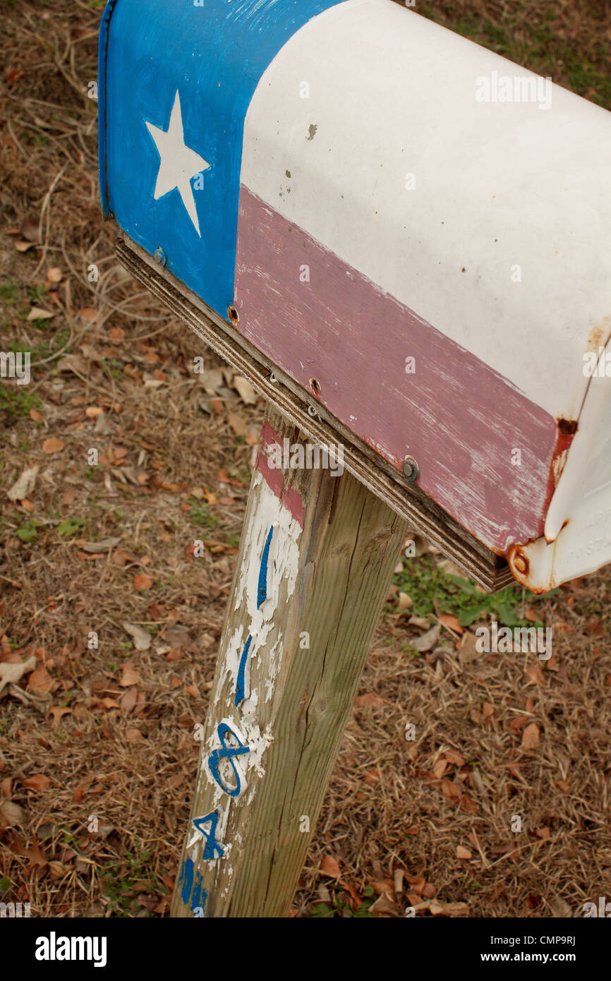 Drapeau Texas boîte aux lettres. Banque D'Images
