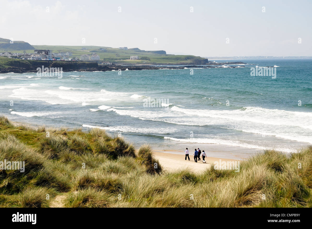 Sud sur le plage de Runkerry Runkerry du bois du sentier, près de Portballintrae Bushmills , Comté d'Antrim, en Irlande du Nord Banque D'Images