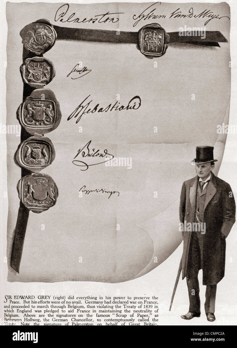 Le traité de paix de 1839 où l'Angleterre a été engagé pour aider la France dans le maintien de la neutralité de la Belgique. Banque D'Images