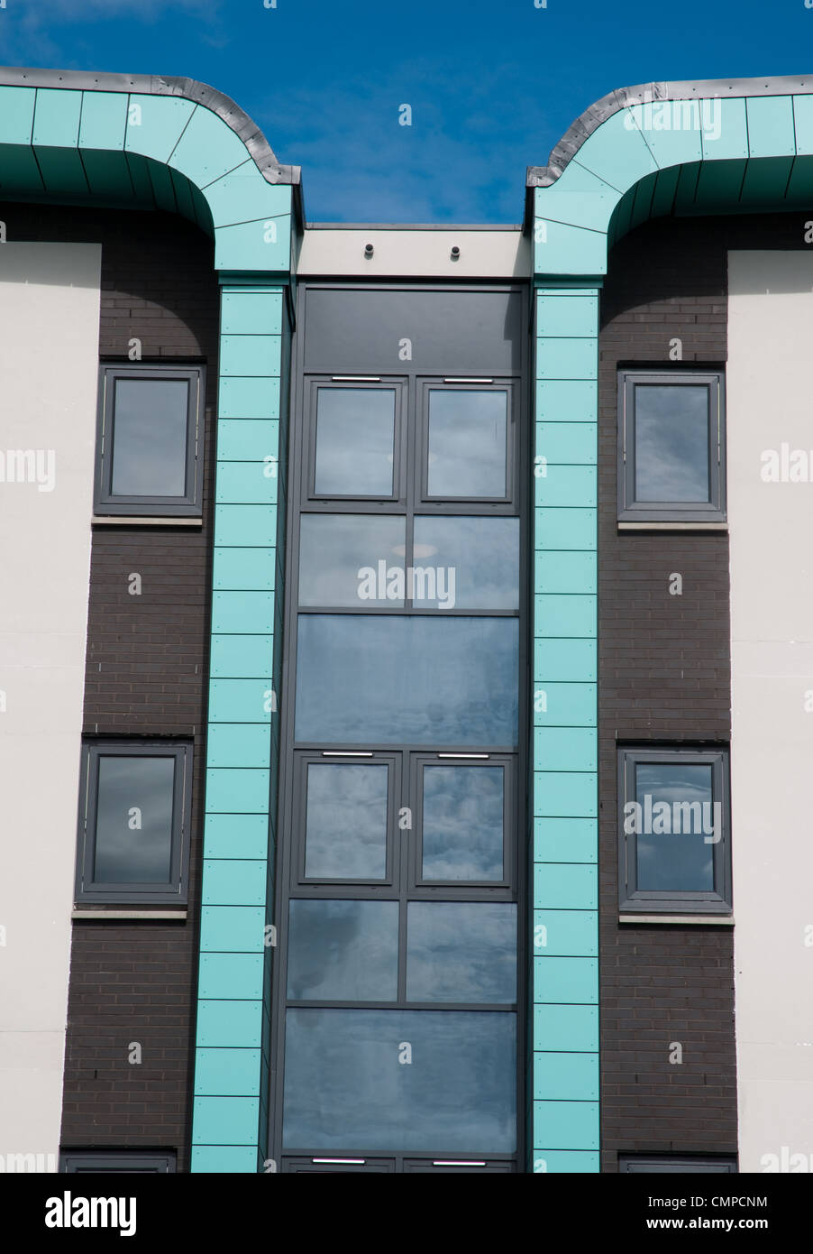 Détail architectural de nouveaux appartements dans le quartier de Manchester Eastlands. Banque D'Images