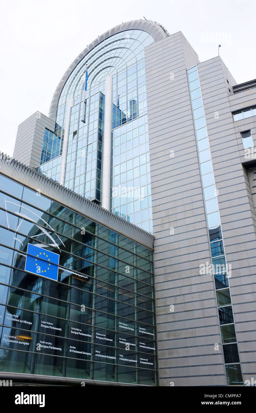 Le bâtiment du Parlement européen, Bruxelles, Belgique. Banque D'Images