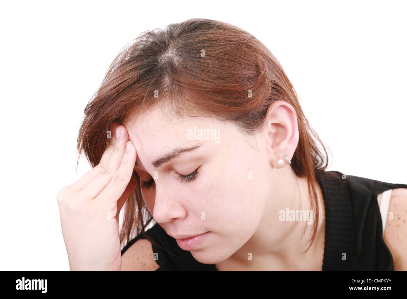 Woman having a headache Banque D'Images