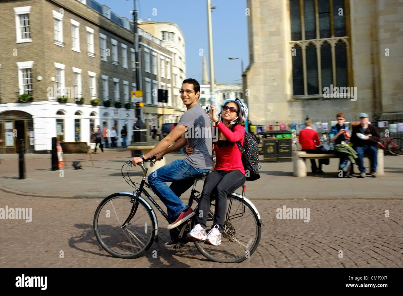 Randonnée à vélo à Cambridge Banque D'Images