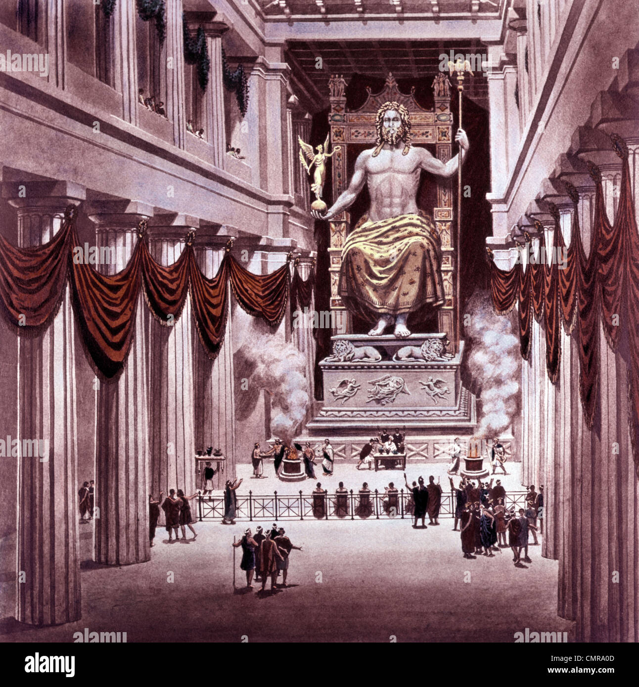 ILLUSTRATION sept merveilles du monde antique 435 BC statue de Zeus à Olympie Photo Stock Alamy