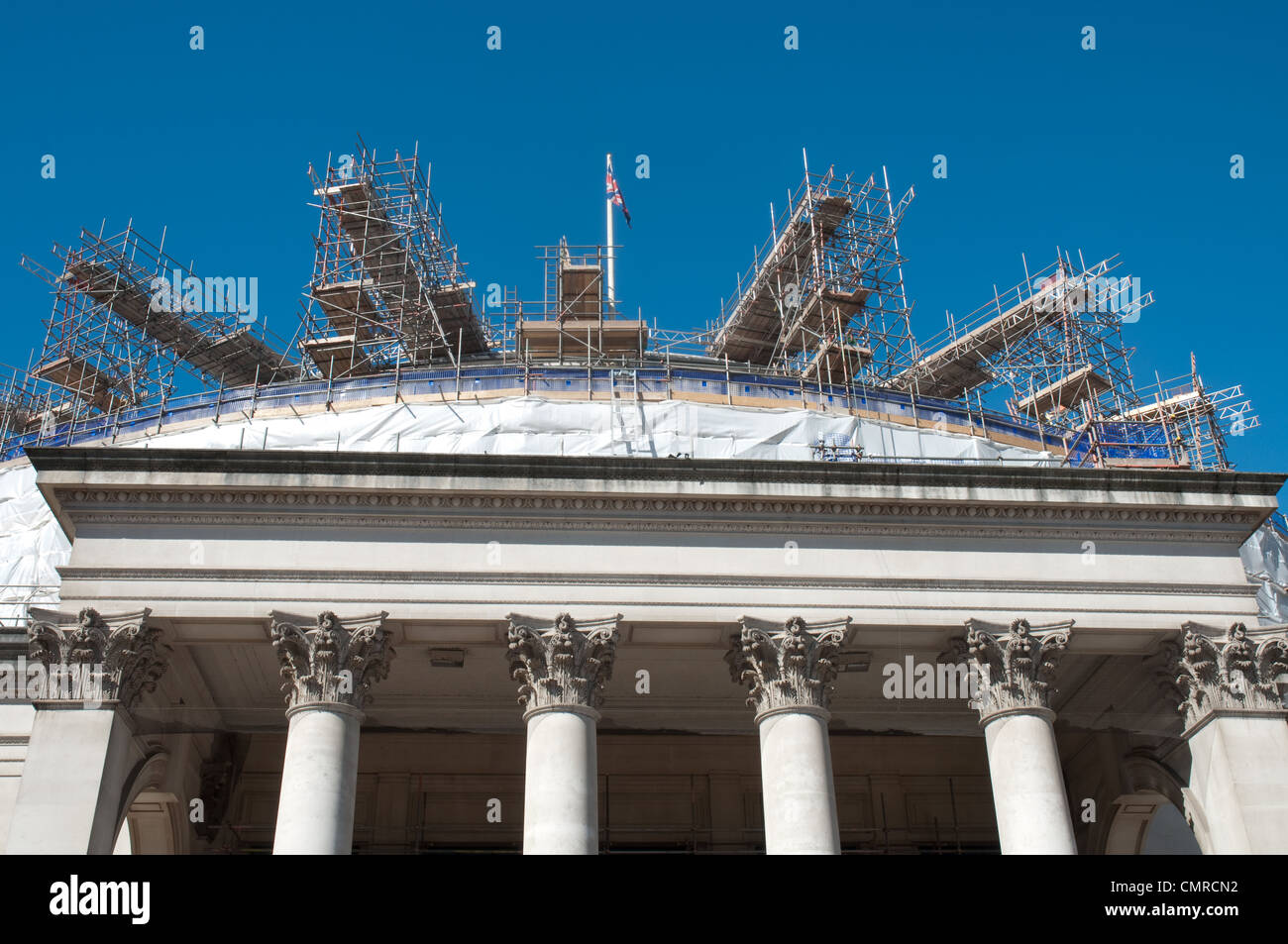 La Bibliothèque centrale de l'échafaudage, St Peter's Square Manchester. Le bâtiment classé Grade II est en cours de rénovation, la réouverture en 2013 Banque D'Images