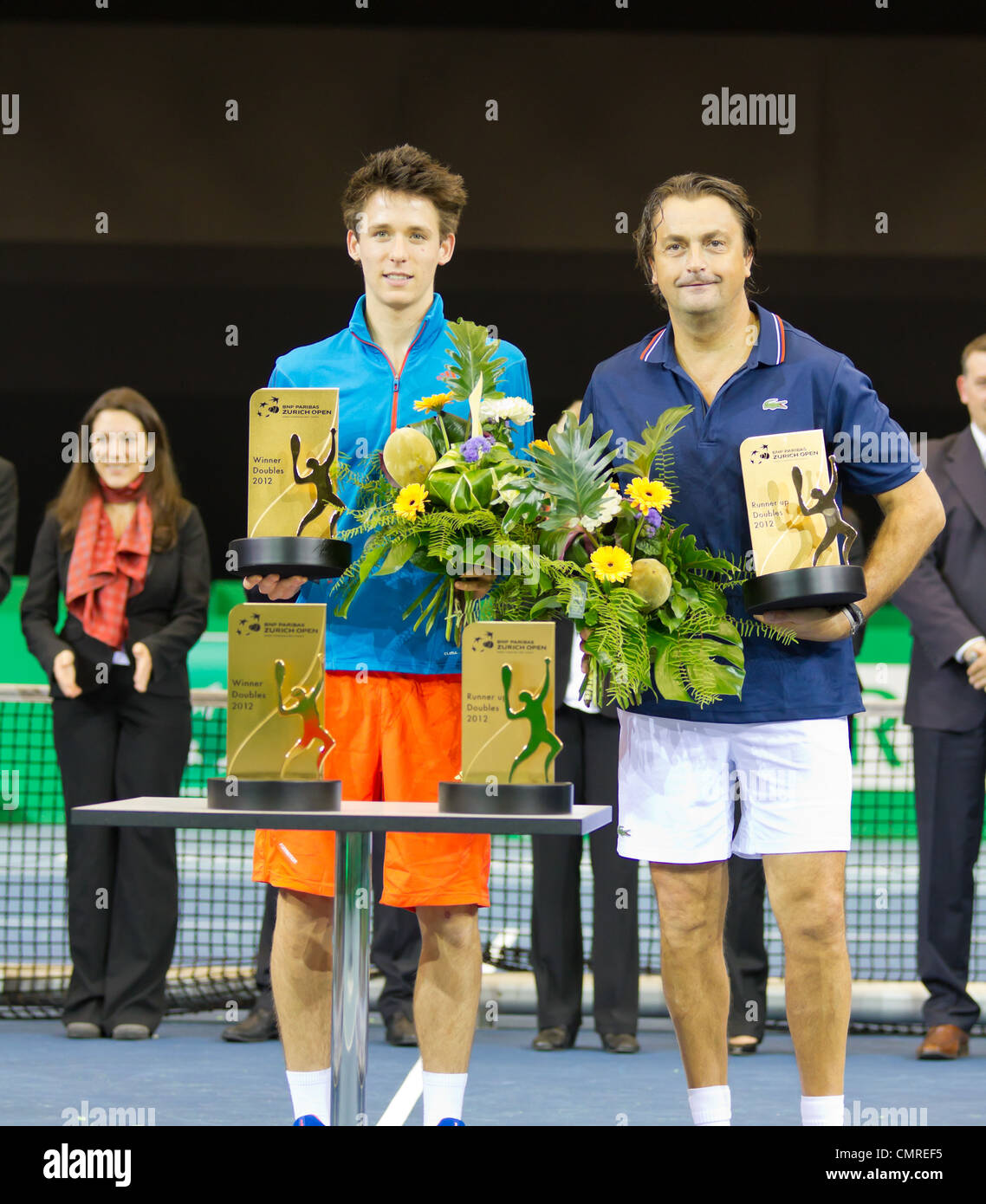 2e place pour l'appariement de la concurrence double champs et leurs talents pour Henri Leconte (r.), J. Cagnina à BNP Paribas Open Banque D'Images