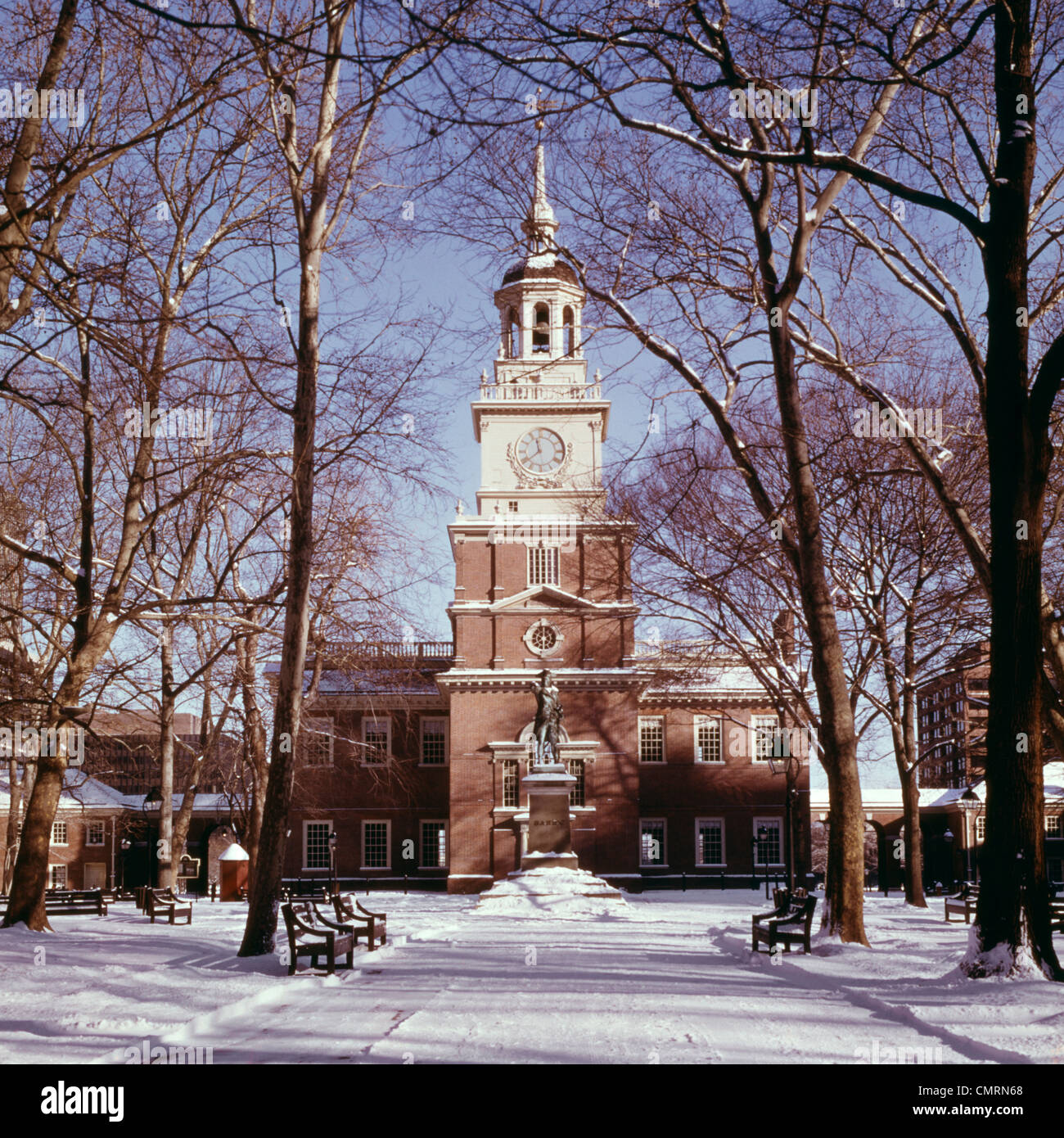 Neige de l'hiver à l'Independence Hall de Philadelphie, en Pennsylvanie Banque D'Images