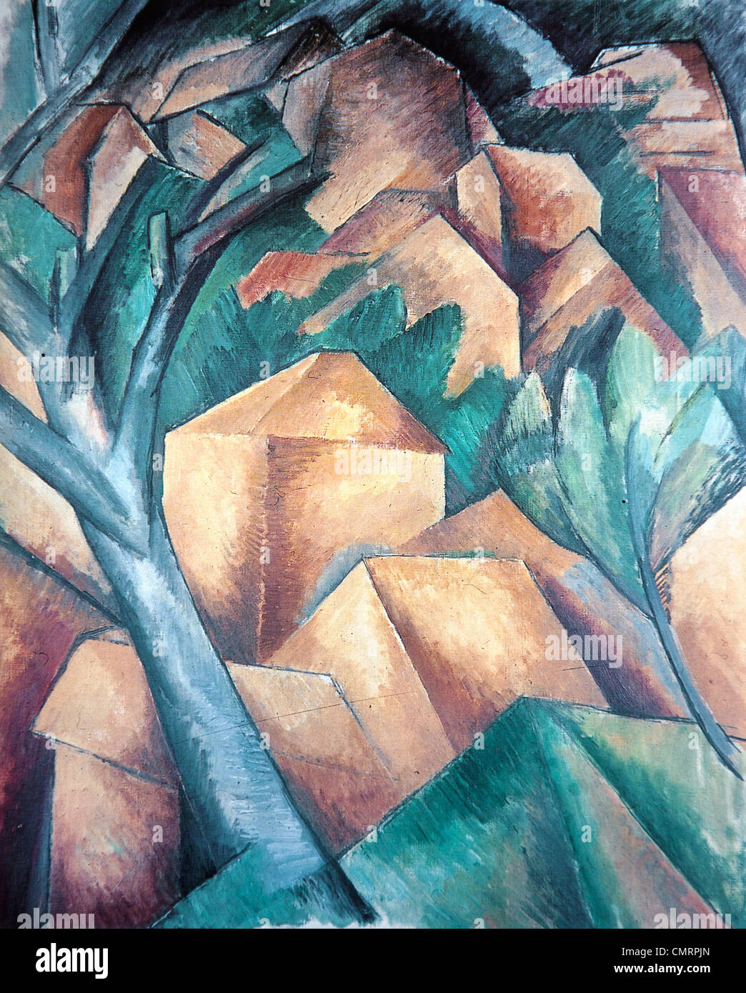Braque, maisons à l'Estaque, 1908, huile sur toile Photo Stock